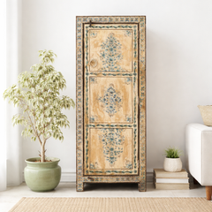Indian Furniture Hand Painted Solid Wood Cabinet 60X40X150 Cm