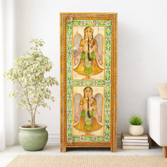 Indian Furniture Hand Painted Solid Wood Cabinet 60X40X150 Cm