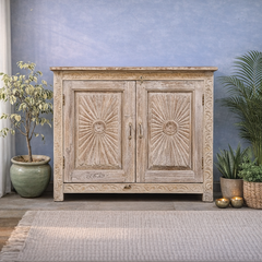 Indian Hand Carved Solid Wood Cabinet 123X50X100 Cm