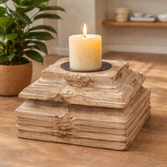 Antique Hand Carved Candle Holder Stand 22X22X18 cm