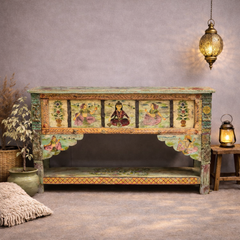 Hand Painted Solid Wood Console Table 156X40X92 cm