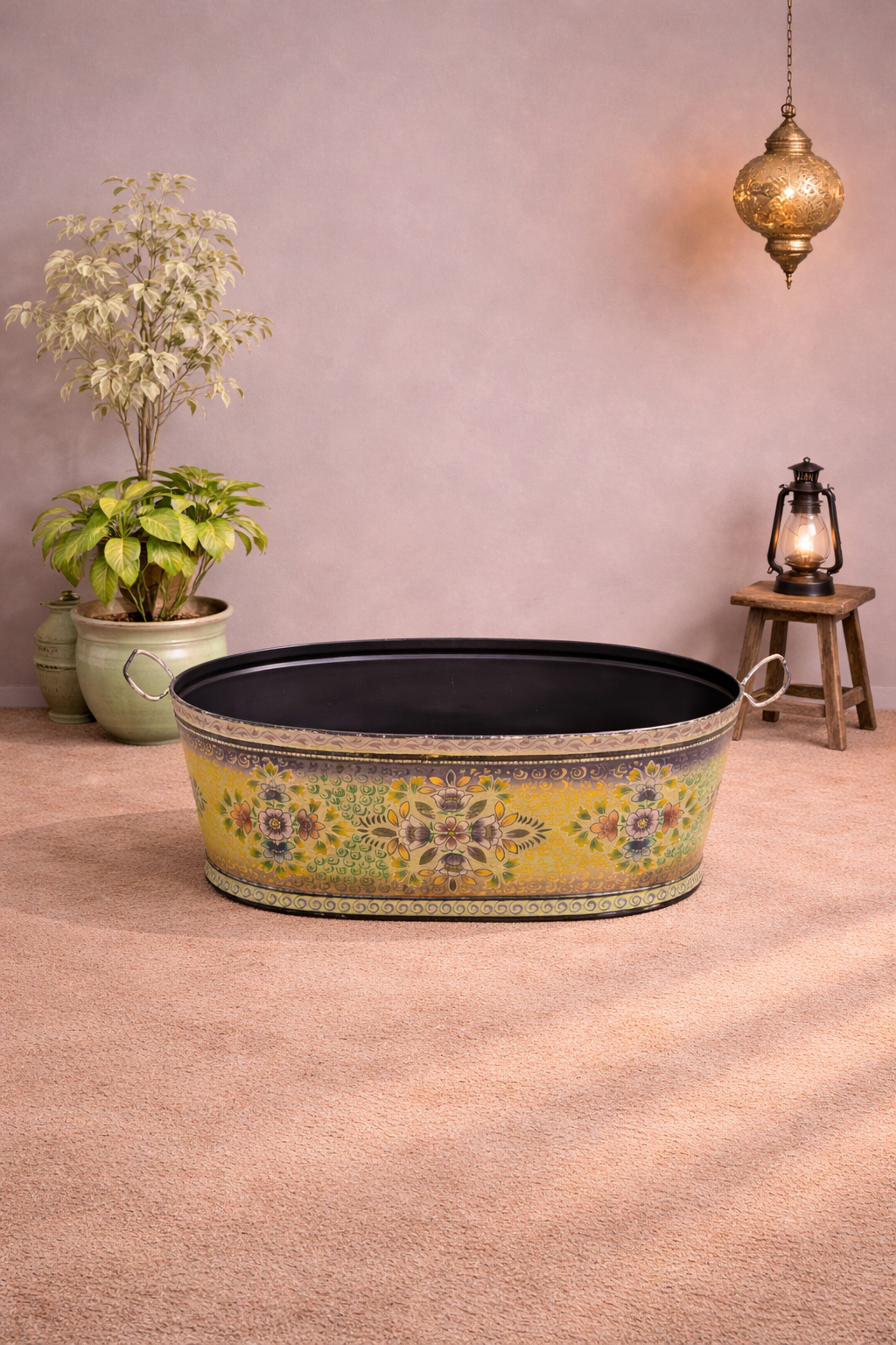 Antique Hand Painted on Metal Beverage Beer Party Tub 60X40X30 cm