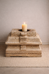 Antique Hand Carved Candle Holder Stand 30X19X23 cm