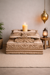 Antique Hand Carved Candle Holder Stand 23X23X17 cm