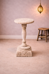 Indian Furniture Hand Carved Solid Wood Side Table 30X30X66 Cm