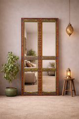 Indian Hand Painted Solid Wooden Mirror Door 89X5X185 cm