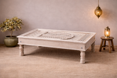 Hand Carved Vintage Door Style Solid Wood Coffee Table 129x73x45 Cm