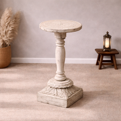 Indian Furniture Hand Carved Solid Wood Side Table 26X26X50 Cm
