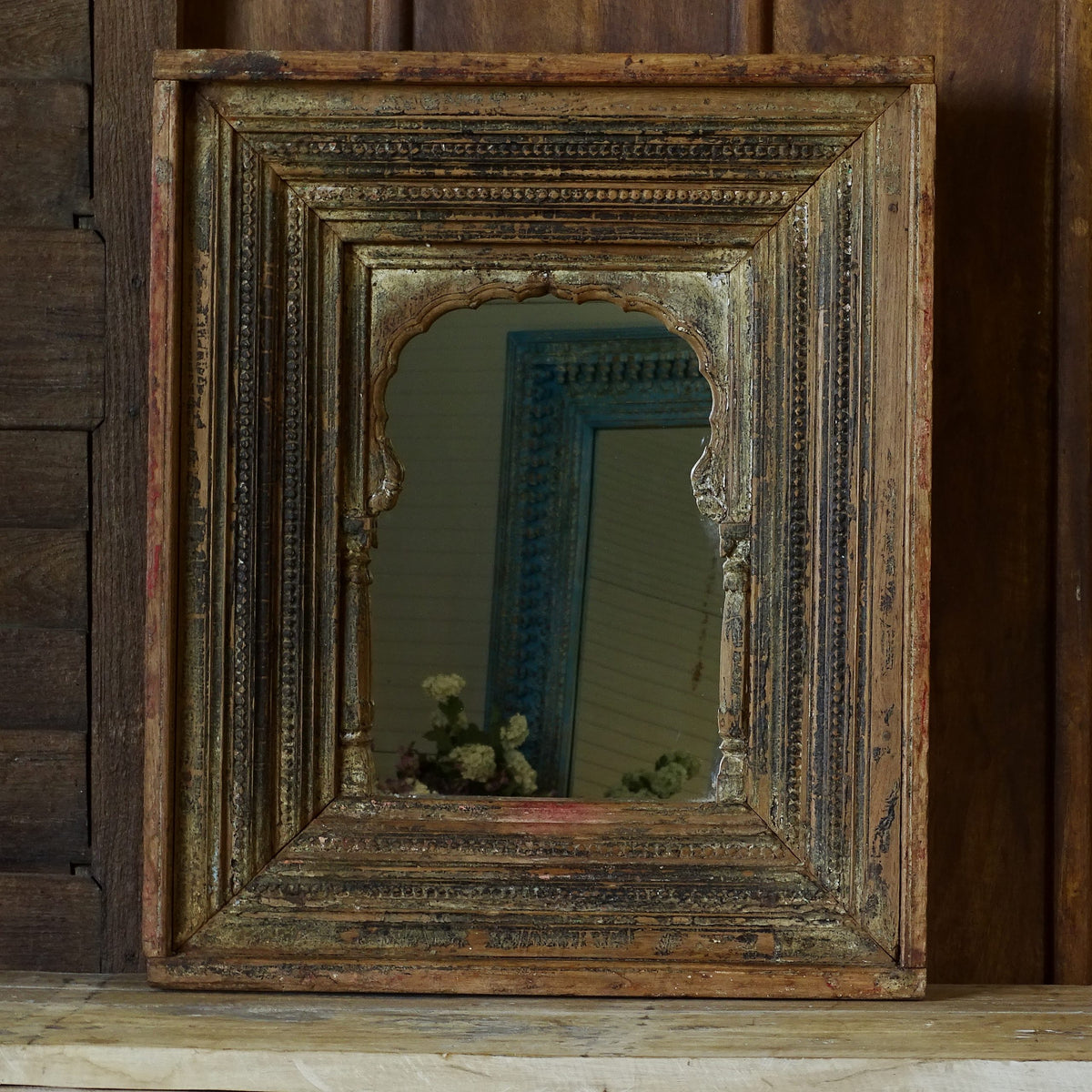 Vintage Antique Handmade Indian Home Decor Mehrab Style Mirror Frame