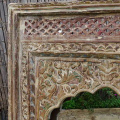 Carved Oasis Handmade Mehrab Style Mango Wood Mirror Frame