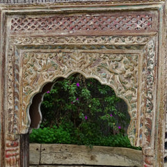 Carved Oasis Handmade Mehrab Style Mango Wood Mirror Frame