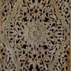 Carved Handmade Mango Wood Jali Carving Wall Hanging Panel Beige