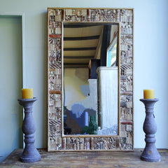 Liberty Reclaimed Wood Square Blocks Mirror Frame Distressed