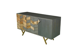Gfine Sideboard with three doors made of solid mango wood and iron 137x45x73cm