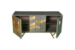 Gfine Sideboard with three doors made of solid mango wood and iron 137x45x73cm