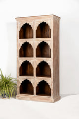 Rajasthan Handmade Indian Furniture Wooden Carved Arch Bookshelf