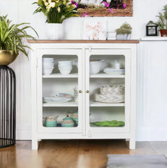 Kraft Bazaar Madrid Crockery Cabinet With Glass Doors 80x35x80Cm