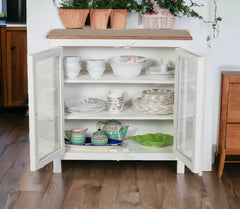 Kraft Bazaar Madrid Crockery Cabinet With Glass Doors 80x35x80Cm