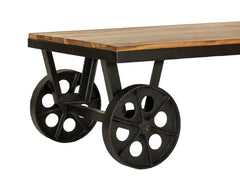 Kraft Bazaar Teak Wood Cart Coffee Table 120x60x38Cm