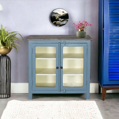 Kraft Bazaar Madrid Crockery Cabinet with Glass Doors 80x35x80Cm