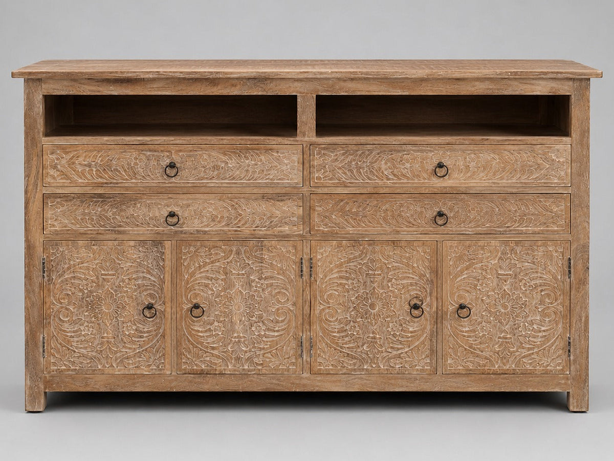 Carved Wooden Sideboard Cabinet