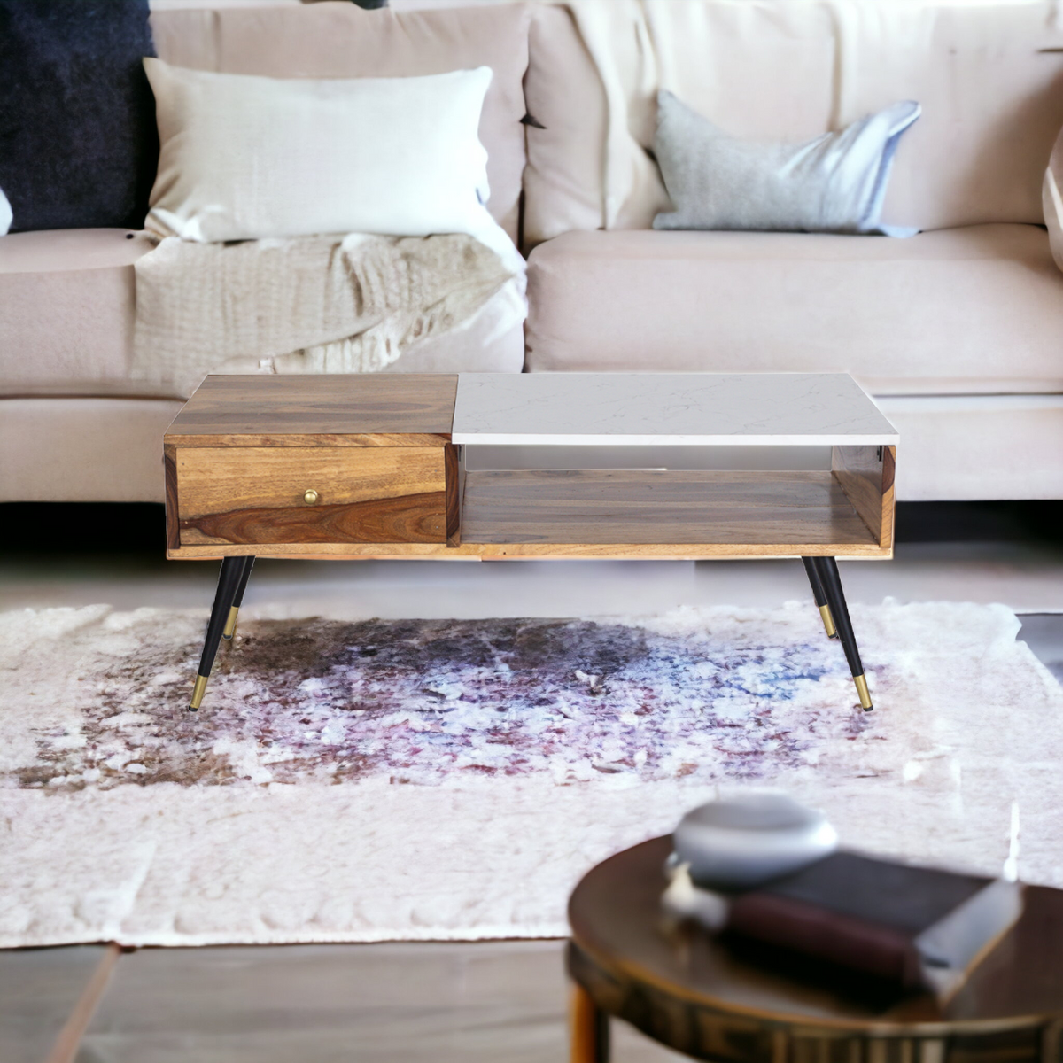 Kraft Bazaar Tyrel Sheesham Coffee Table with 1 Drawer 100x50x40Cm