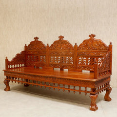 Indian Furniture Vintage folk carved traditional Sofa Set with center table