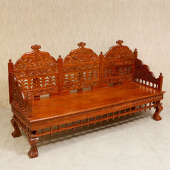 Indian Furniture Vintage folk carved traditional Sofa Set with center table