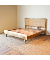 Rattan Elegance Series Mango Wood Bed Frame in Natural Finish 01