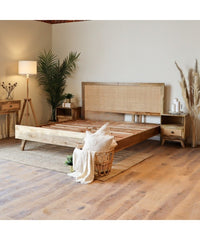 Rattan Elegance Series Mango Wood Bed Frame in Natural Finish 01