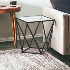 Kraft Bazaar Valerie Geometric Side Table in Black 40x40x45Cm