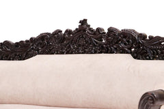 Hand Carved Indian Furniture Solid Mango Wood Daybed Sofa 3 Seater in Dark Brown