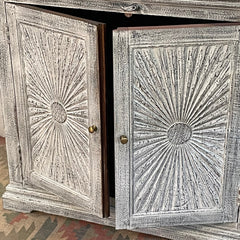 Handcrafted Indian Furniture Carved Solid Hard Wood 2Doors Cabinet Greywash 107x51x97Cm