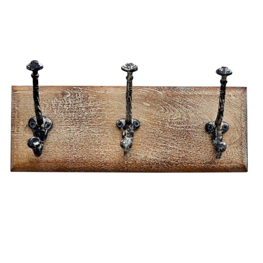 Reclaimed Carved Solid Wood Indian Hanger 34x15x9Cm