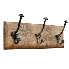 Reclaimed Carved Solid Wood Indian Hanger 34x15x9Cm