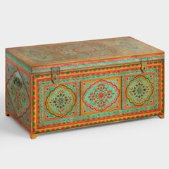 Brush & Timber Handmade Mango Wood Handpainted Blanket Box