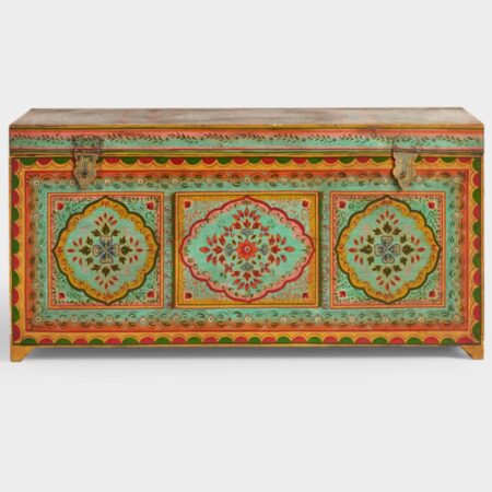 Brush & Timber Handmade Mango Wood Handpainted Blanket Box