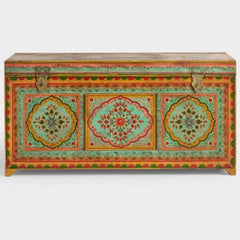 Brush & Timber Handmade Mango Wood Handpainted Blanket Box