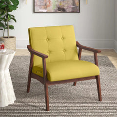 Occasional Mango Wooden Upholstered Arm Chair Set of Two(Yellow)