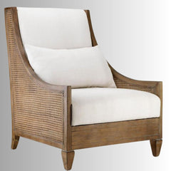 Occasional Accent Wooden Rattan Lounge Chair (Brown Antique)