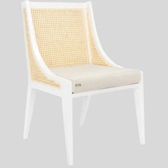 Rattan Elegance Series Wooden Cane Rattan Dining Chair (White)