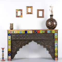 Mehrab Wooden Console Entryway Table (Black Distress)