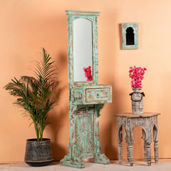 Carved Oasis Old Reclaimed Wood Large Sized With Dressing Table Rustic Color