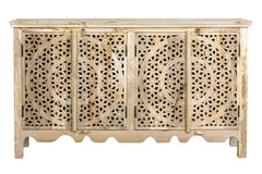 Handmade Indian Furniture Solid Hard Wood Jali Carvings Sideboard