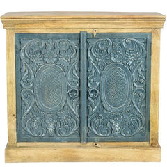 Carved Oasis Hand Carved Mango Wood 2 Doors Storage Cabinet