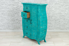 Urban Loft Handmade Solid Mango Wood French Style Carved Cabinet In Blue