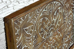 Indian Furniture Solid Hard Wood Mandala Carving Wall Panel