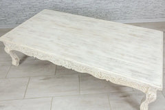 Urban Loft Handmade Solid Mango Wood Carved French Legged Coffee Table in White