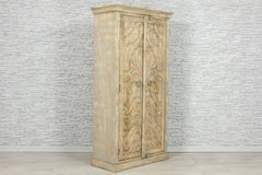 Urban Loft Handmade Solid Mango Wood Carved 2 Doors Cupboard Cabinet