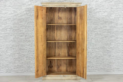 Urban Loft Handmade Solid Mango Wood Carved 2 Doors Cupboard Cabinet